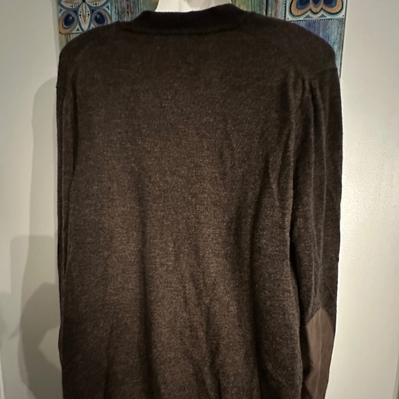 BROWN BUTTON UP V-NECK SWEATER - Picture 2 of 6